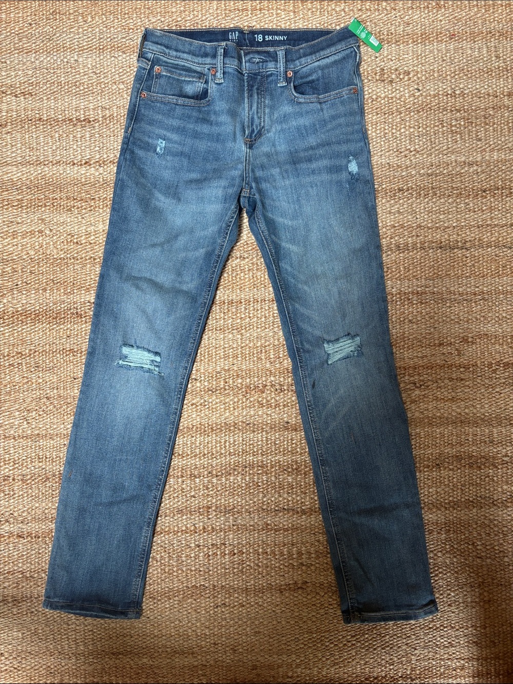 NWT Gap Girls' Skinny Jeans in Distressed Blue Wash Size 18